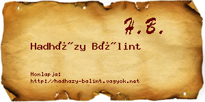 Hadházy Bálint névjegykártya